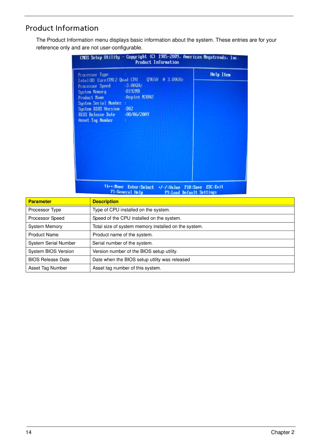 Acer M3802(G) manual Product Information 