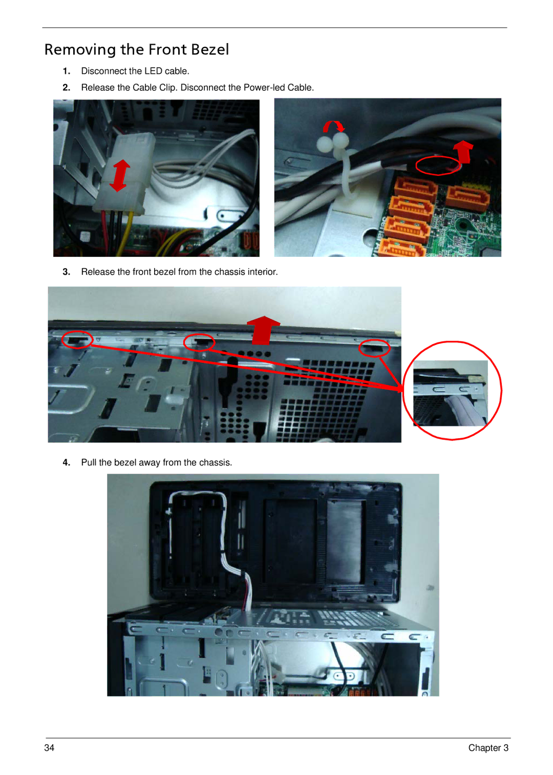 Acer M3802(G) manual Removing the Front Bezel 