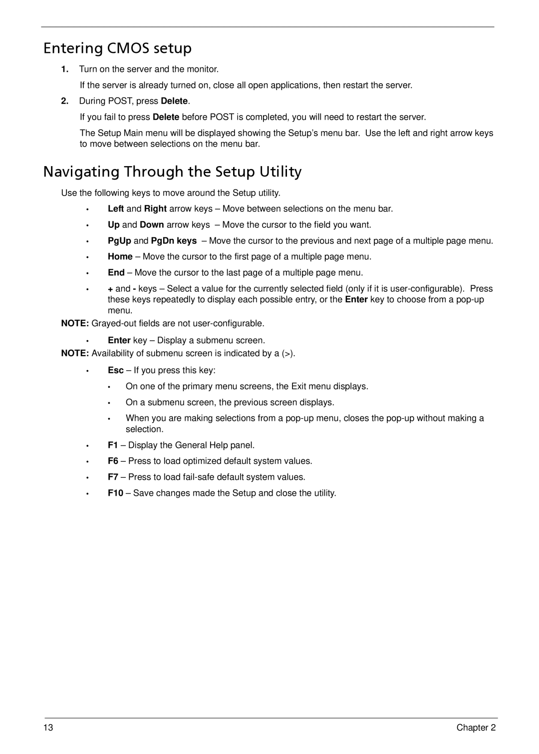 Acer M3900 manual Entering Cmos setup, Navigating Through the Setup Utility 