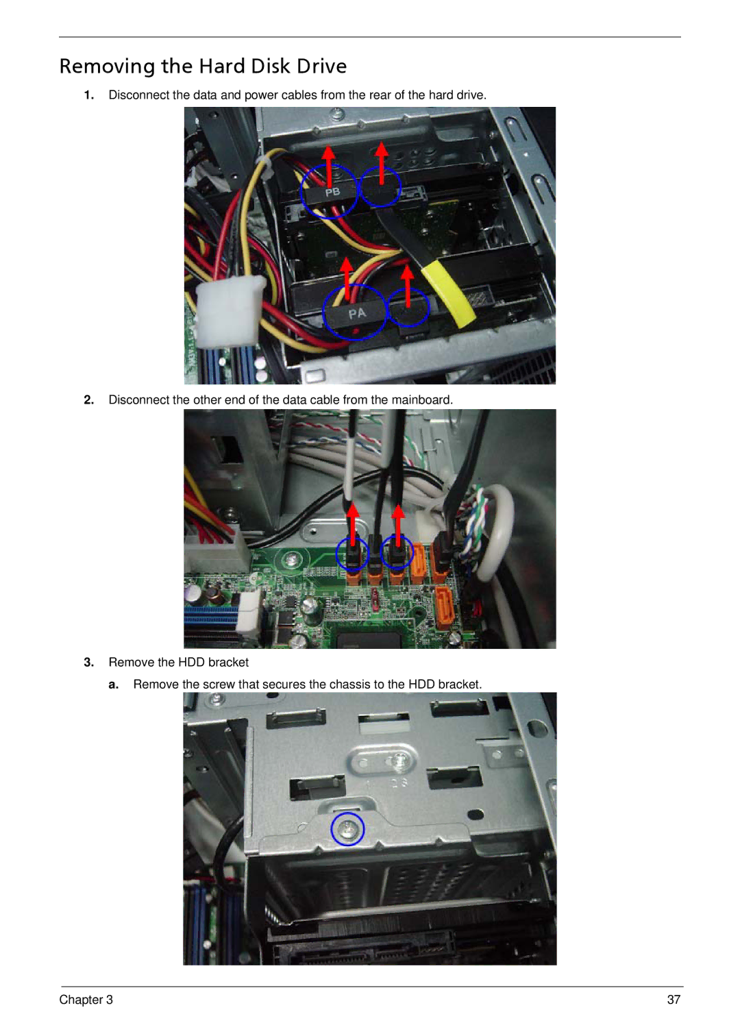 Acer M3900 manual Removing the Hard Disk Drive 