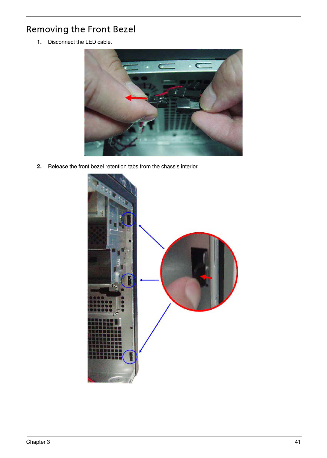 Acer M3900 manual Removing the Front Bezel 