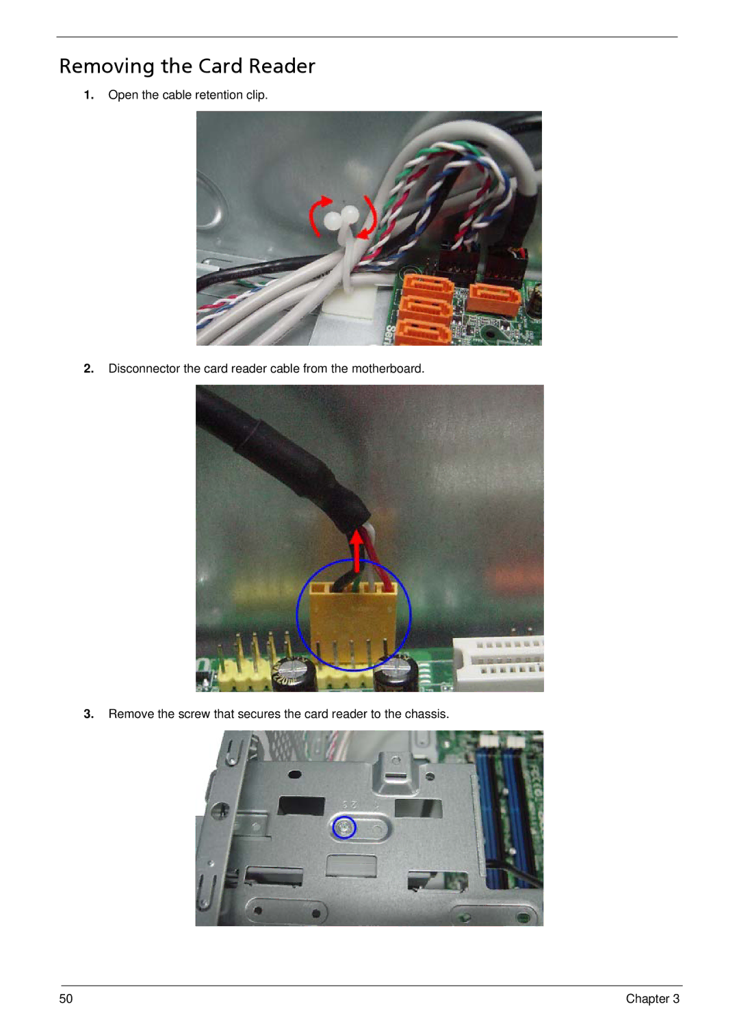 Acer M3900 manual Removing the Card Reader 