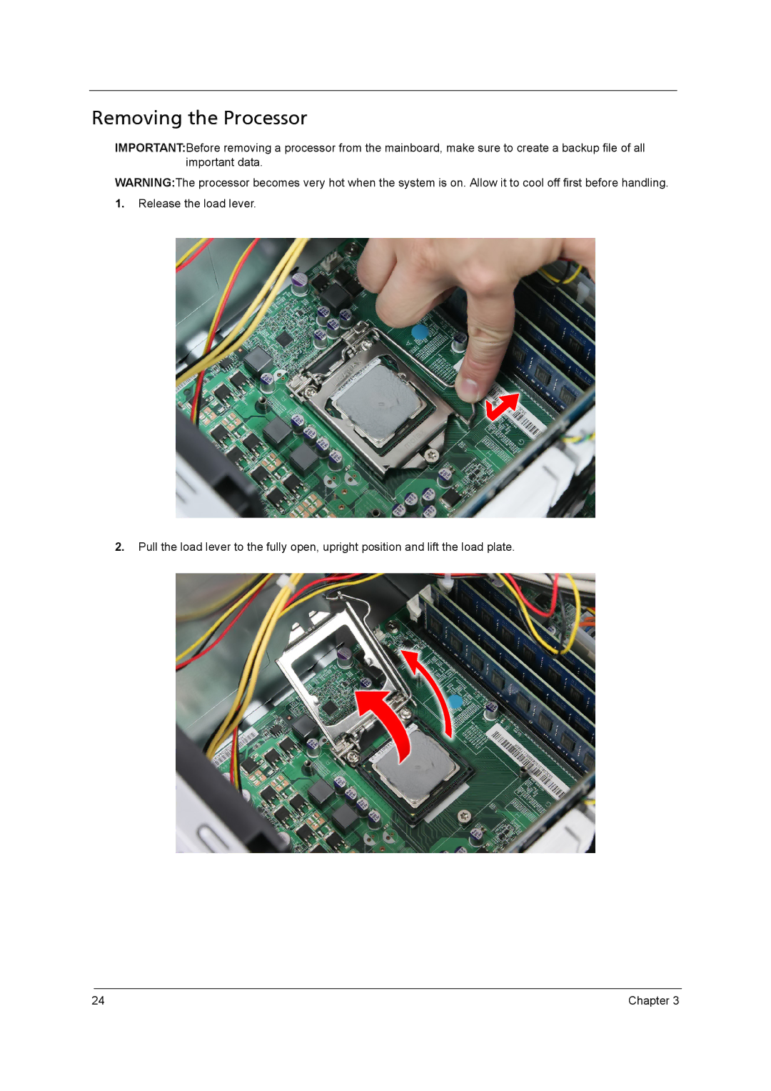 Acer M3920 manual Removing the Processor 