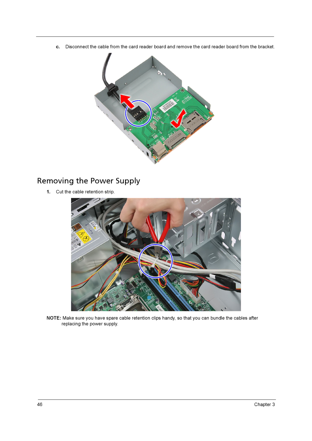 Acer M3920 manual Removing the Power Supply 