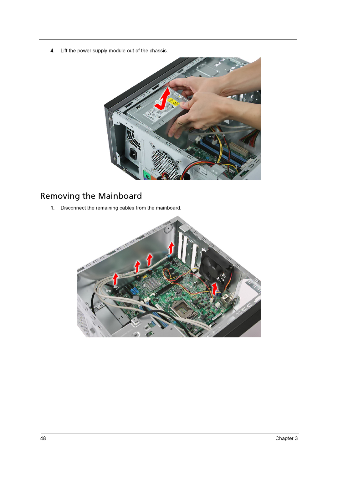 Acer M3920 manual Removing the Mainboard 