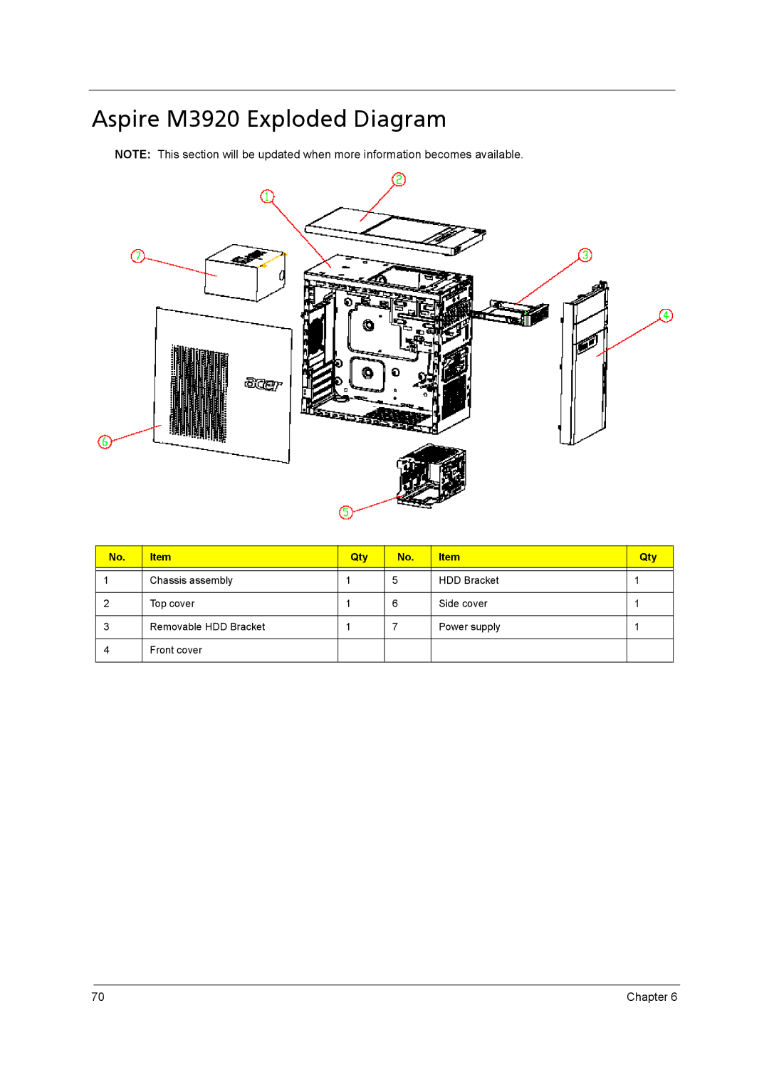 Acer manual Aspire M3920 Exploded Diagram 