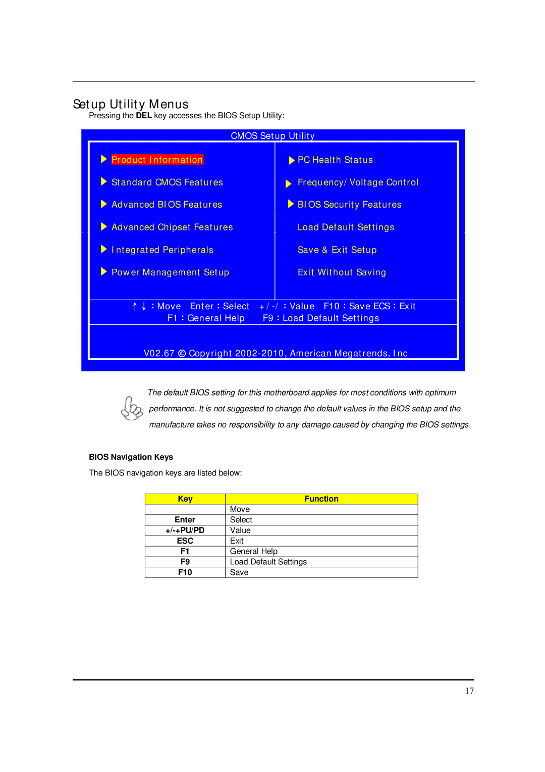 Acer M5150 manual Setup Utility Menus 