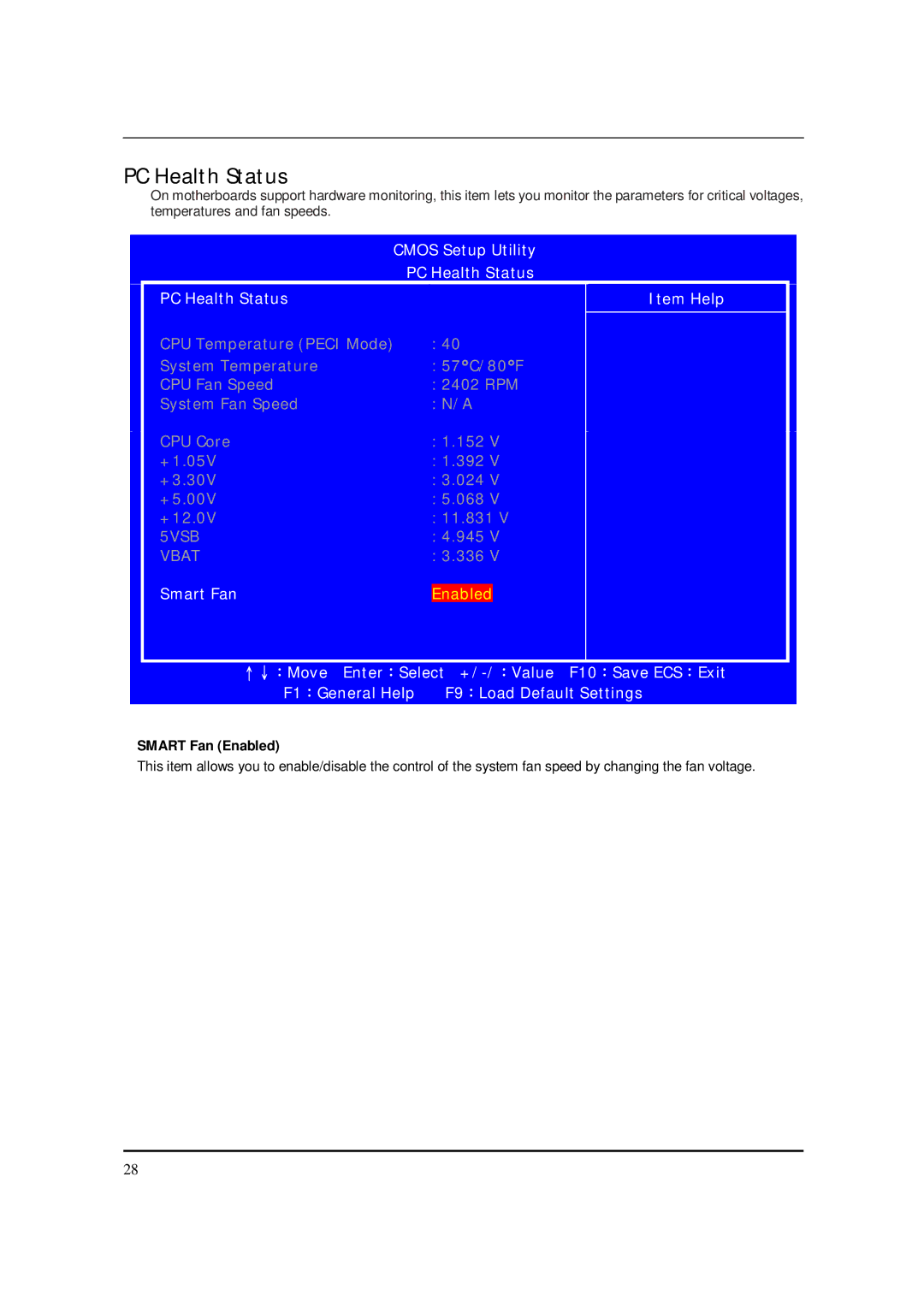 Acer M5150 manual PC Health Status, Smart Fan Enabled 