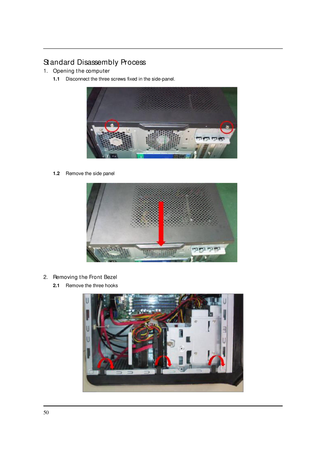 Acer M5150 manual Standard Disassembly Process, Opening the computer, Removing the Front Bezel 