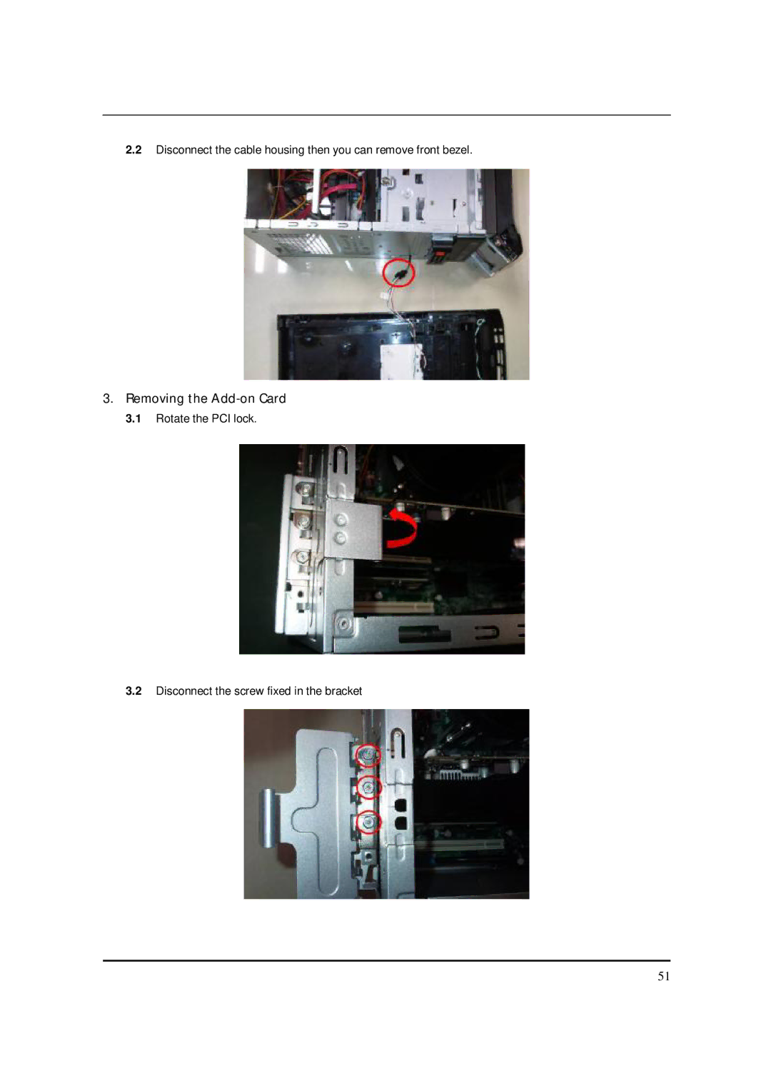 Acer M5150 manual Removing the Add-on Card 