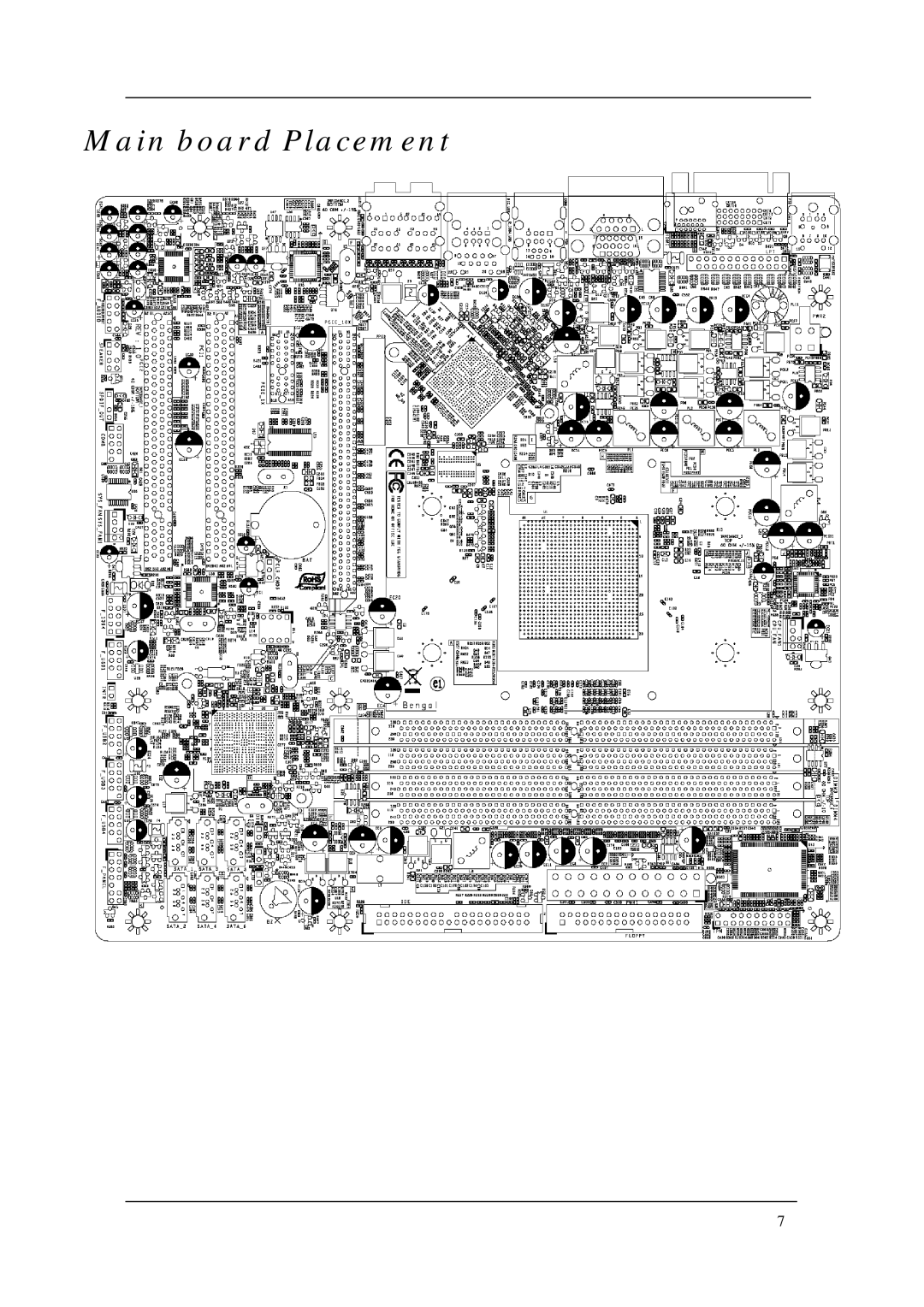 Acer M3200, M5200, M1200 manual Main board Placement 