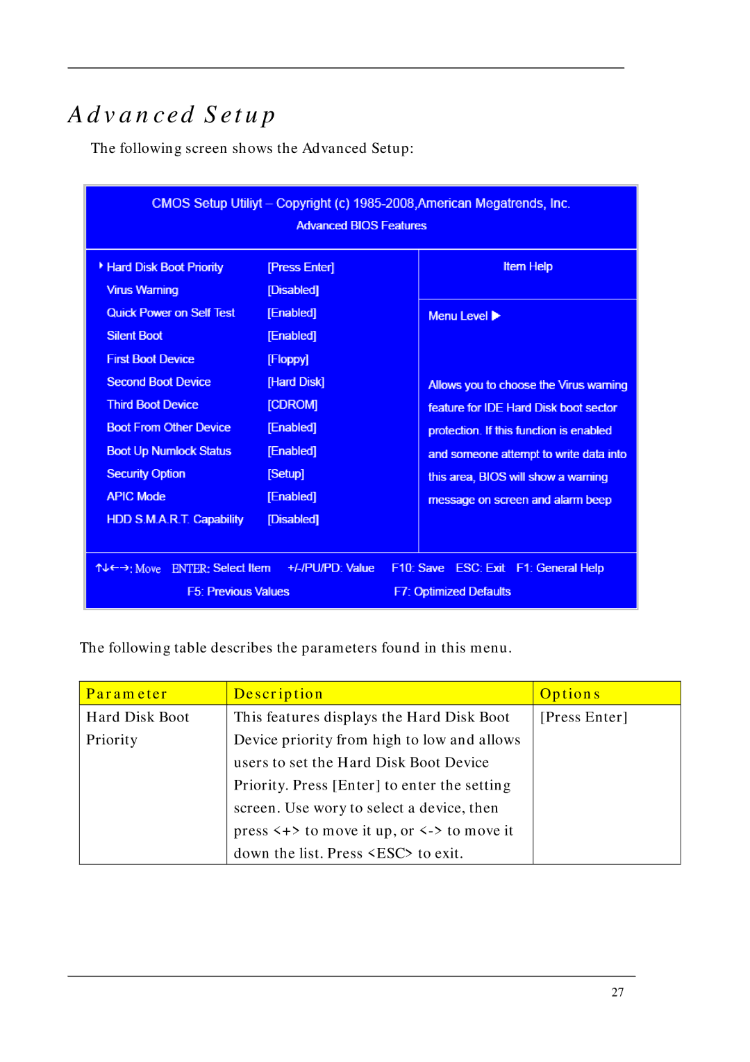 Acer M5200, M3200, M1200 manual Advanced Setup 