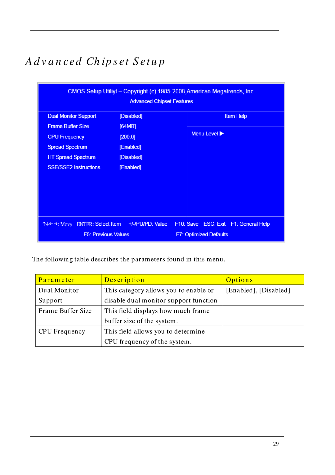 Acer M1200, M5200, M3200 manual Advanced Chipset Setup 