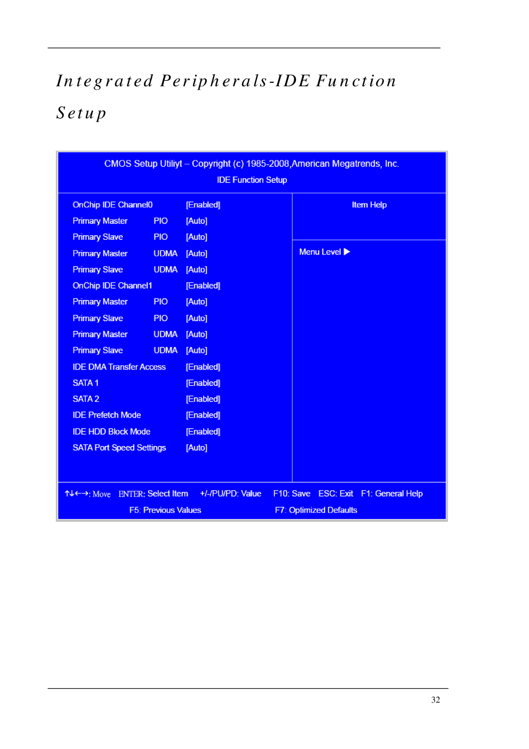 Acer M1200, M5200, M3200 manual Integrated Peripherals-IDE Function Setup 