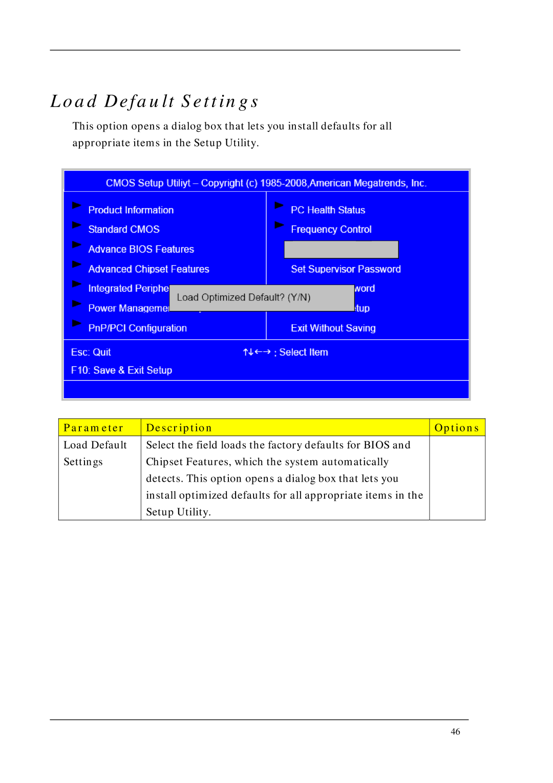 Acer M3200, M5200, M1200 manual Load Default Settings 