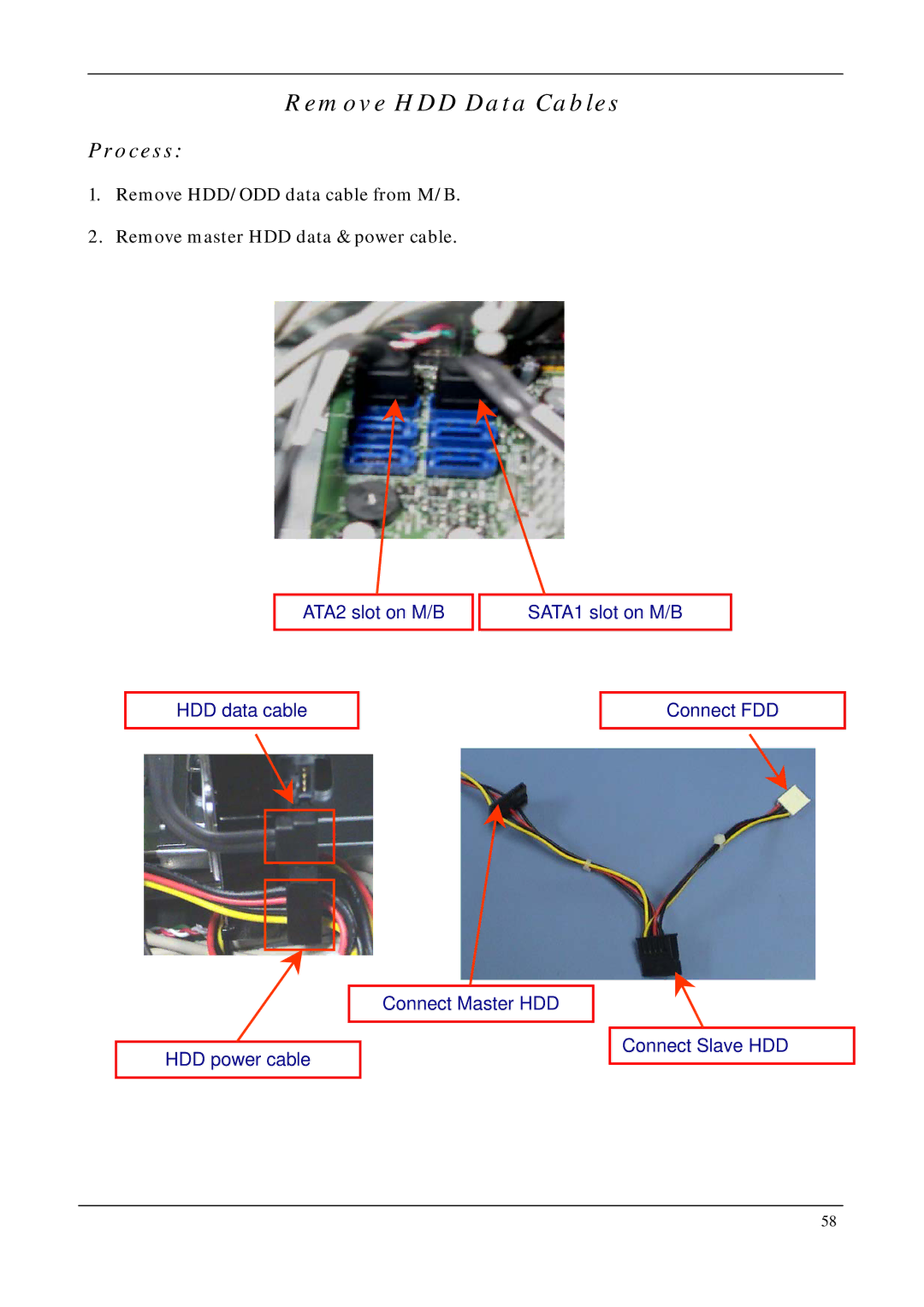 Acer M3200, M5200, M1200 manual Remove HDD Data Cables 