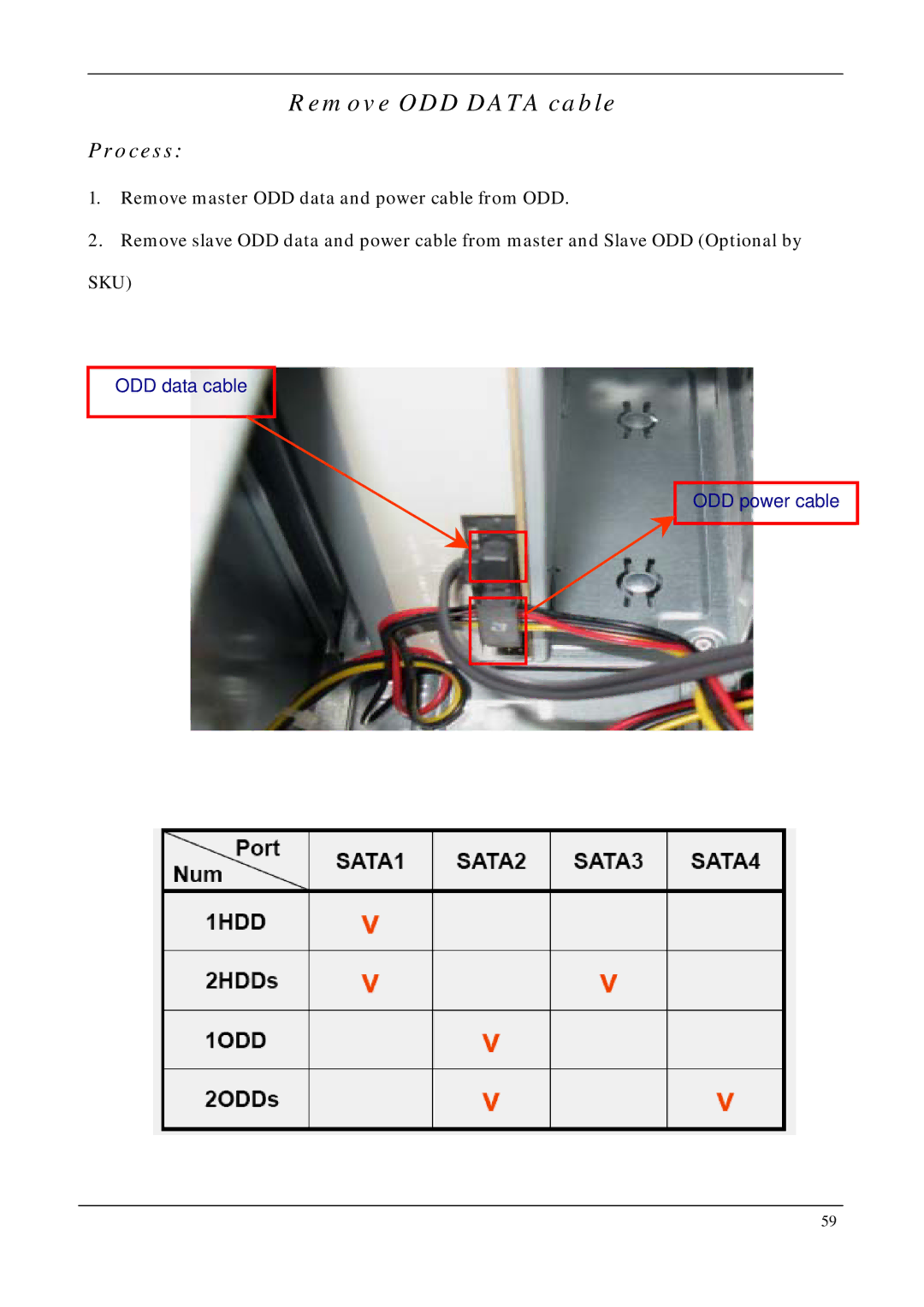 Acer M1200, M5200, M3200 manual Remove ODD Data cable 