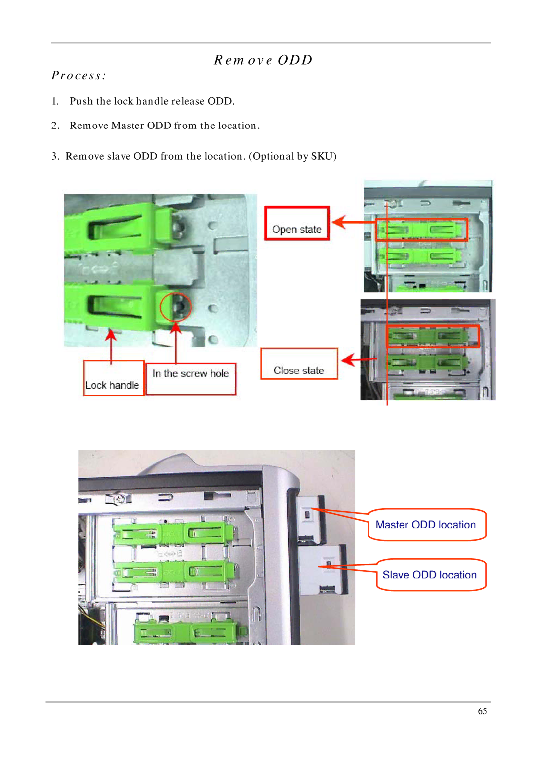 Acer M1200, M5200, M3200 manual Remove ODD 