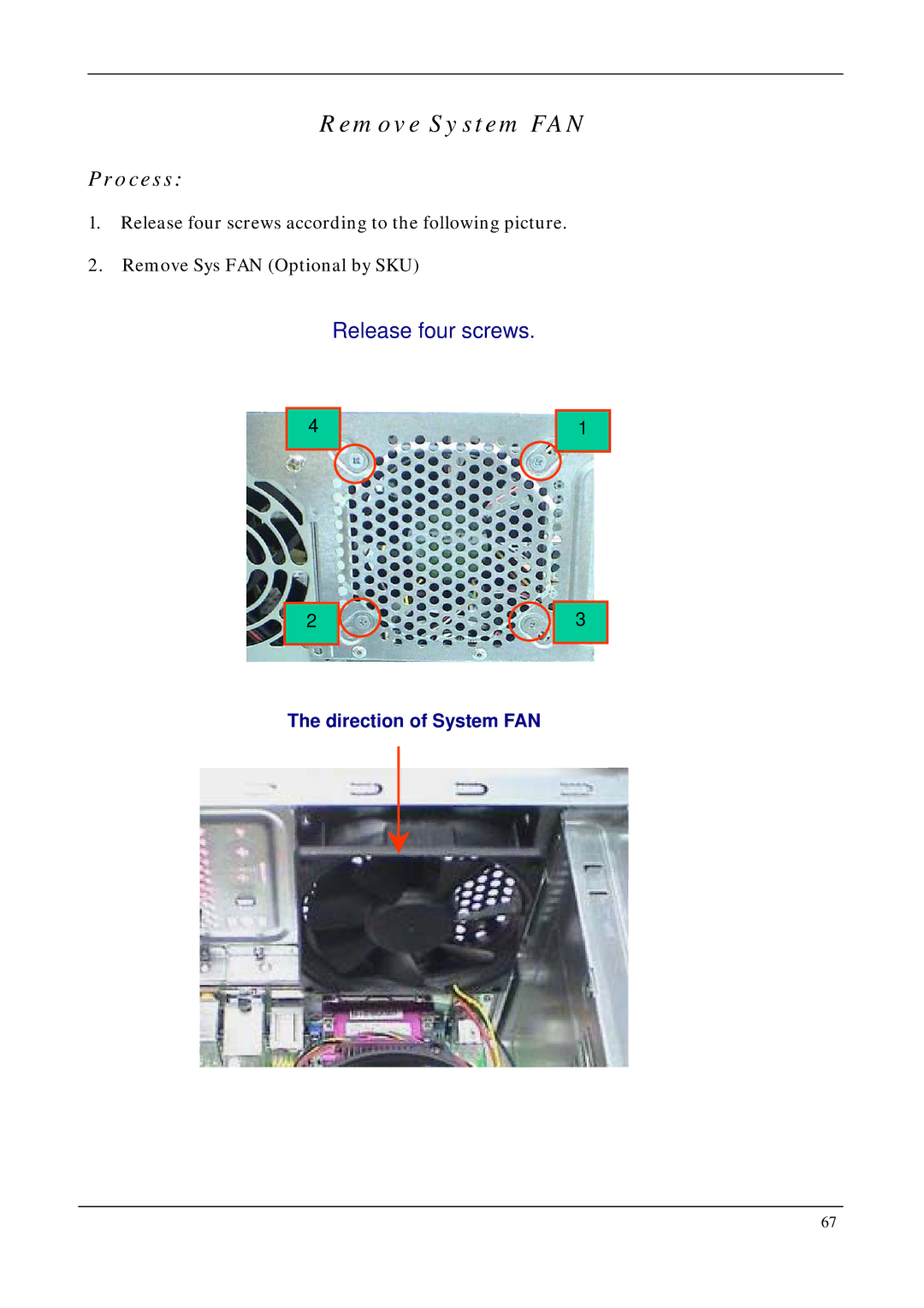 Acer M3200, M5200, M1200 manual Remove System FAN 