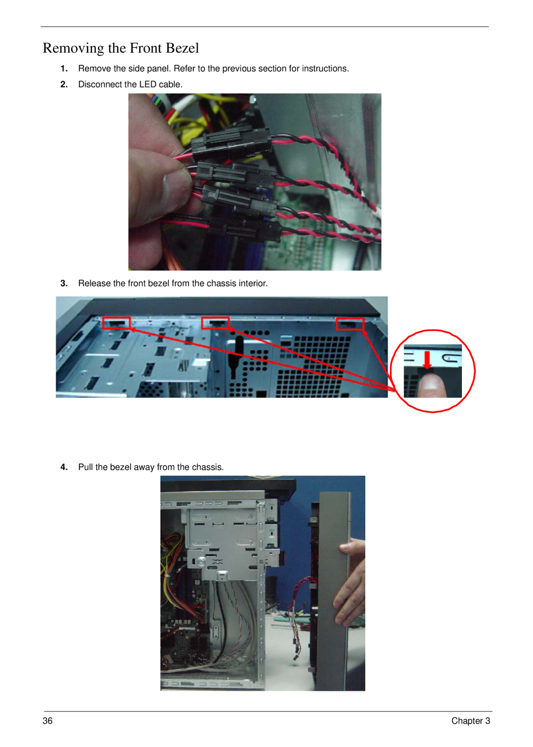 Acer M5400(G) manual Removing the Front Bezel 