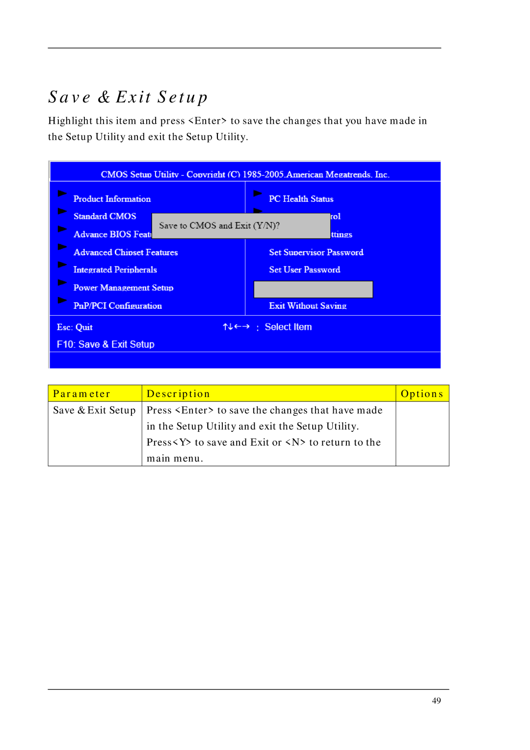 Acer M1640, M5640 manual Save & Exit Setup 