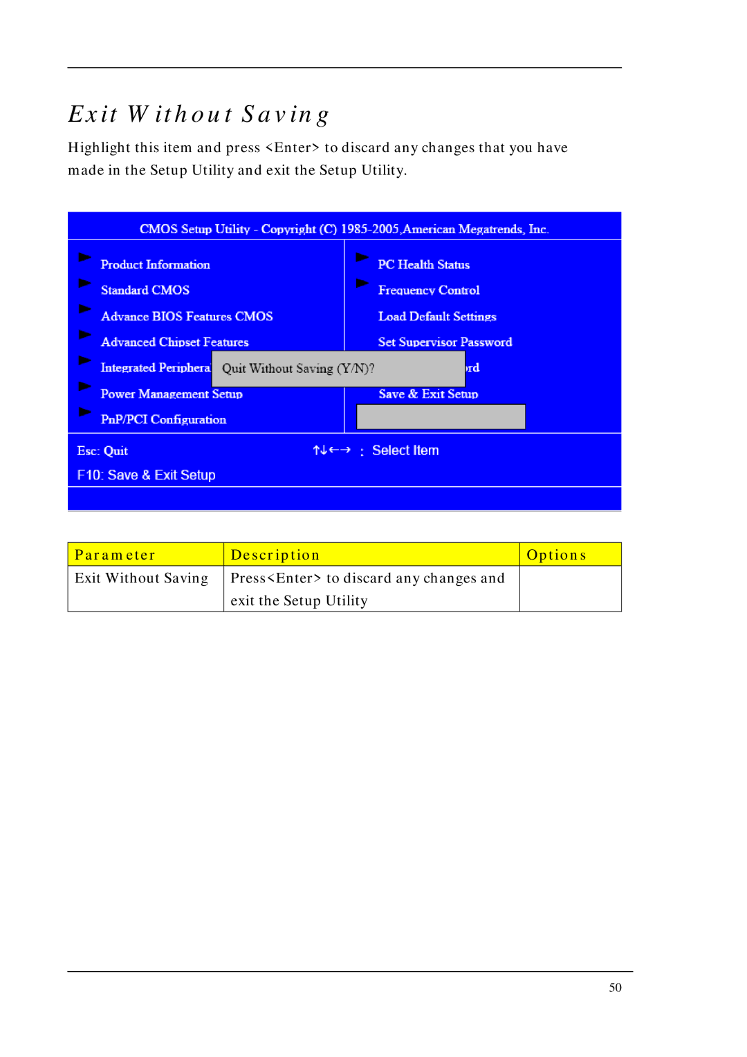 Acer M5640, M1640 manual Exit Without Saving 