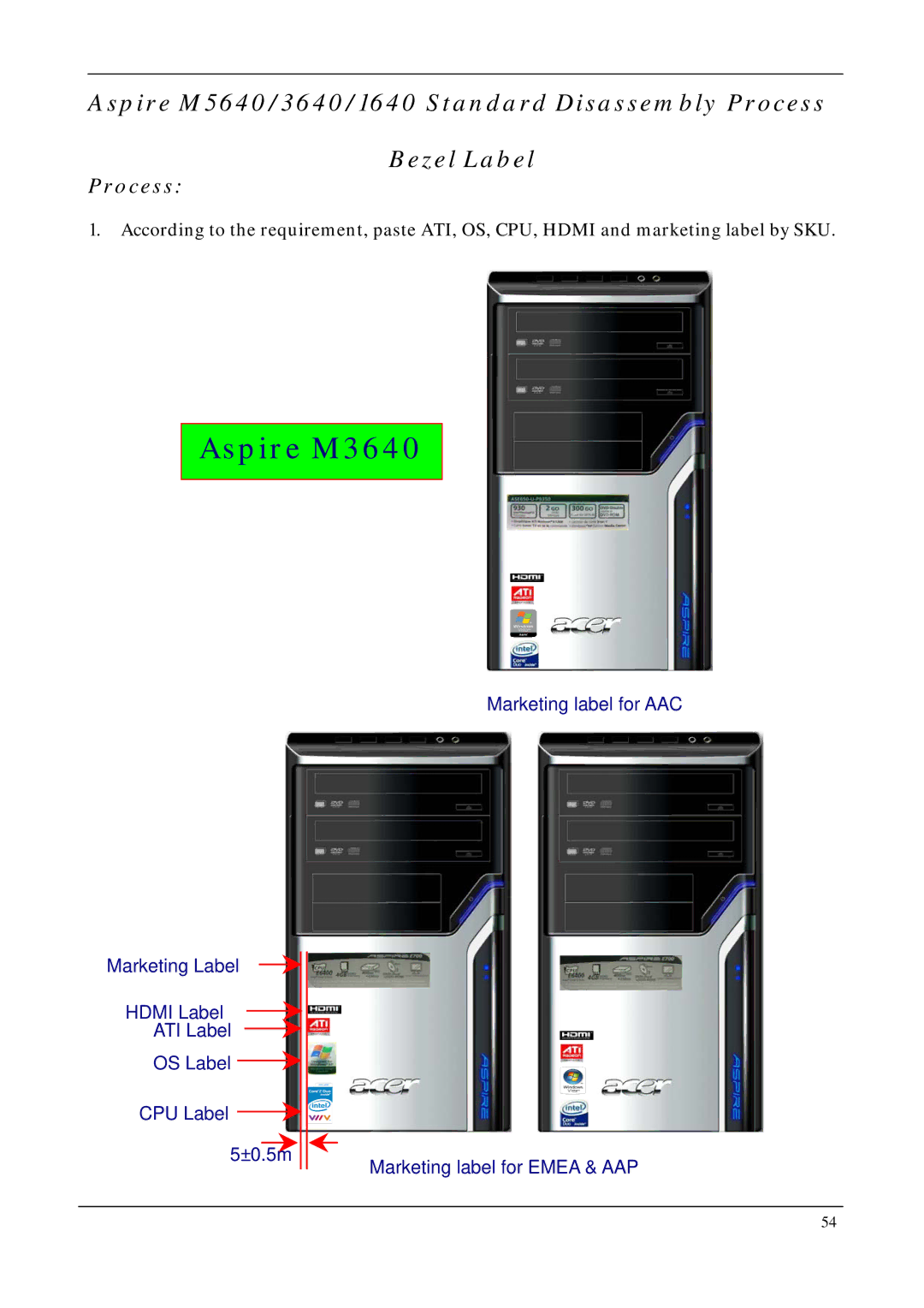 Acer M5640, M1640 manual Aspire M3640 