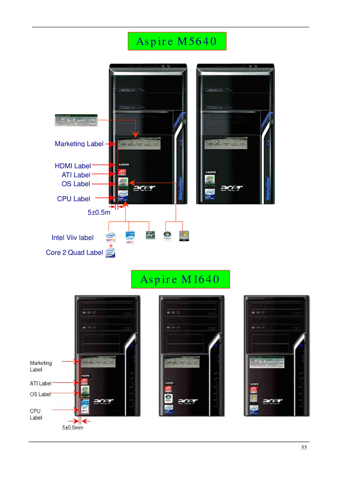 Acer M1640 manual Aspire M5640 