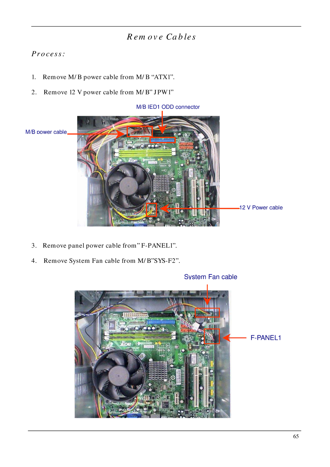 Acer M1640, M5640 manual PANEL1 