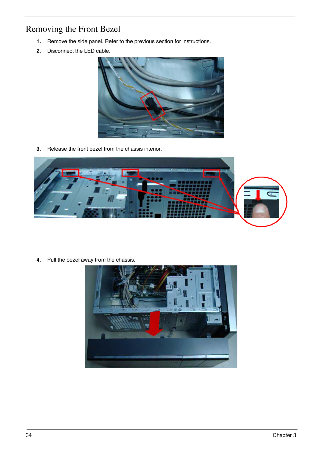 Acer M5802(G) manual Removing the Front Bezel 