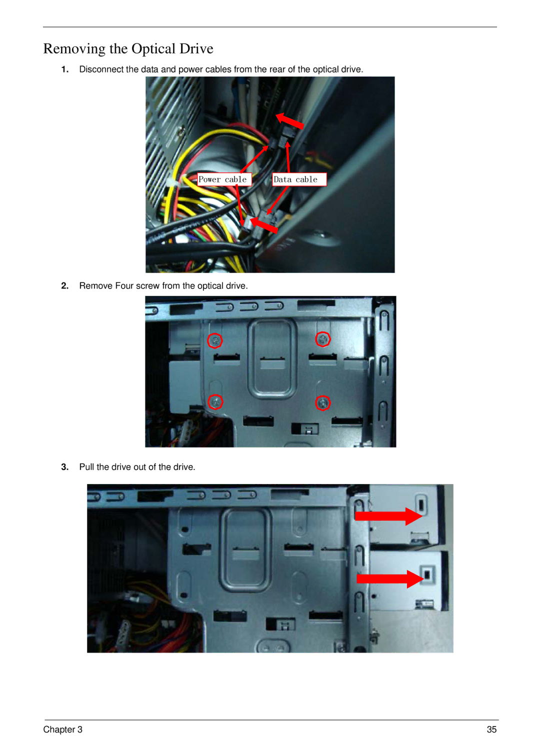 Acer M5802(G) manual Removing the Optical Drive 