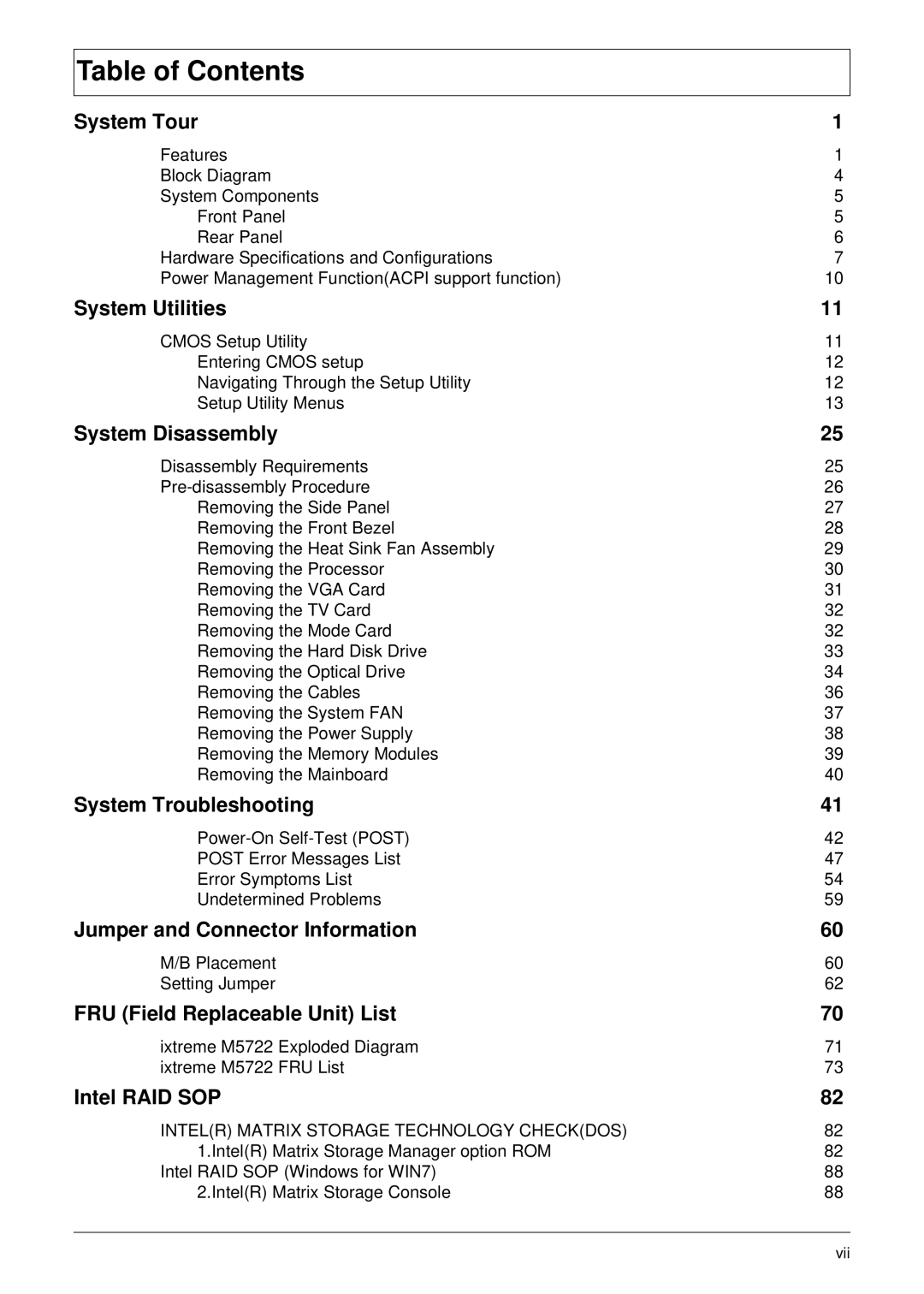 Acer M5802(G) manual Viii 