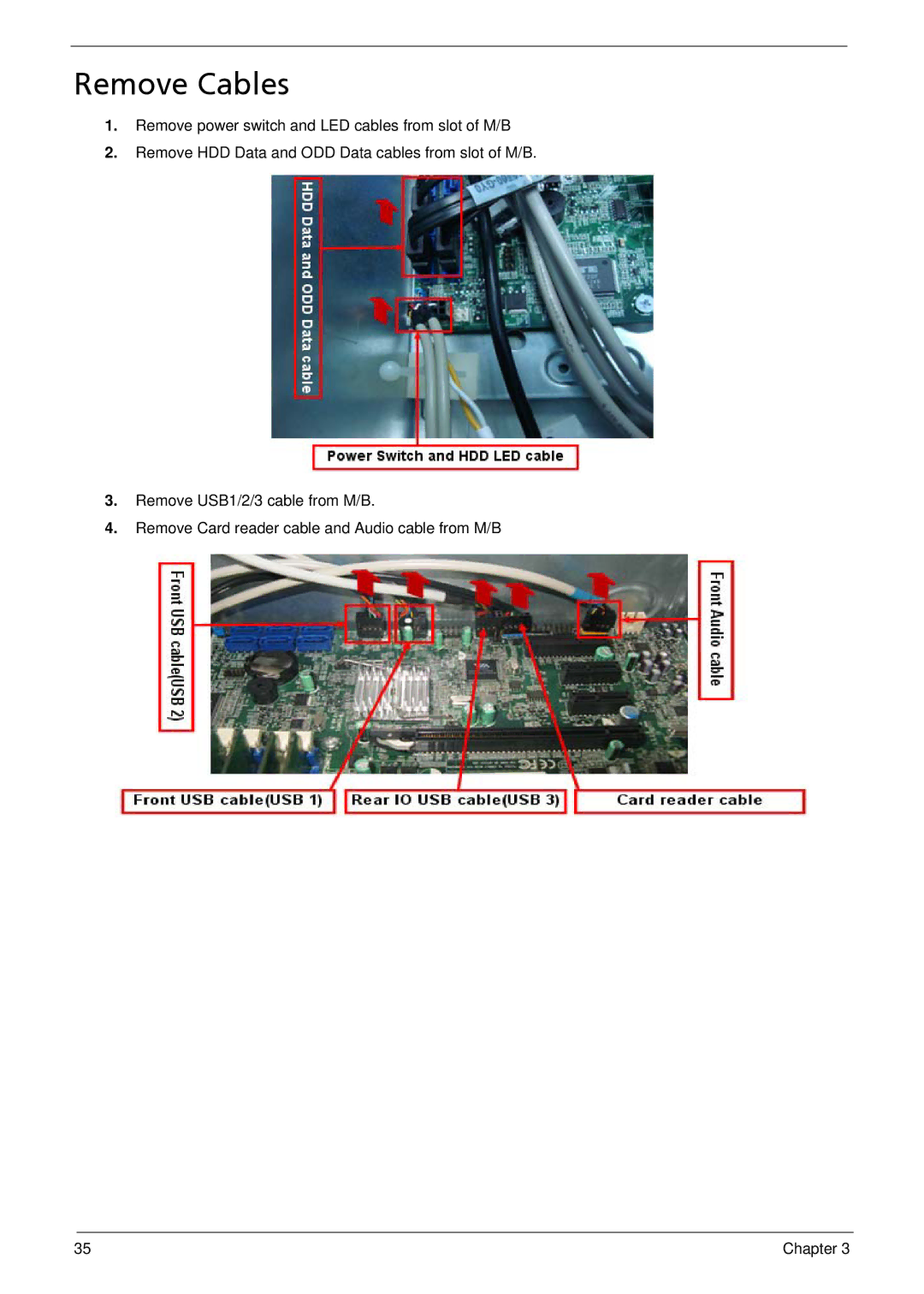 Acer M5810 manual Remove Cables 