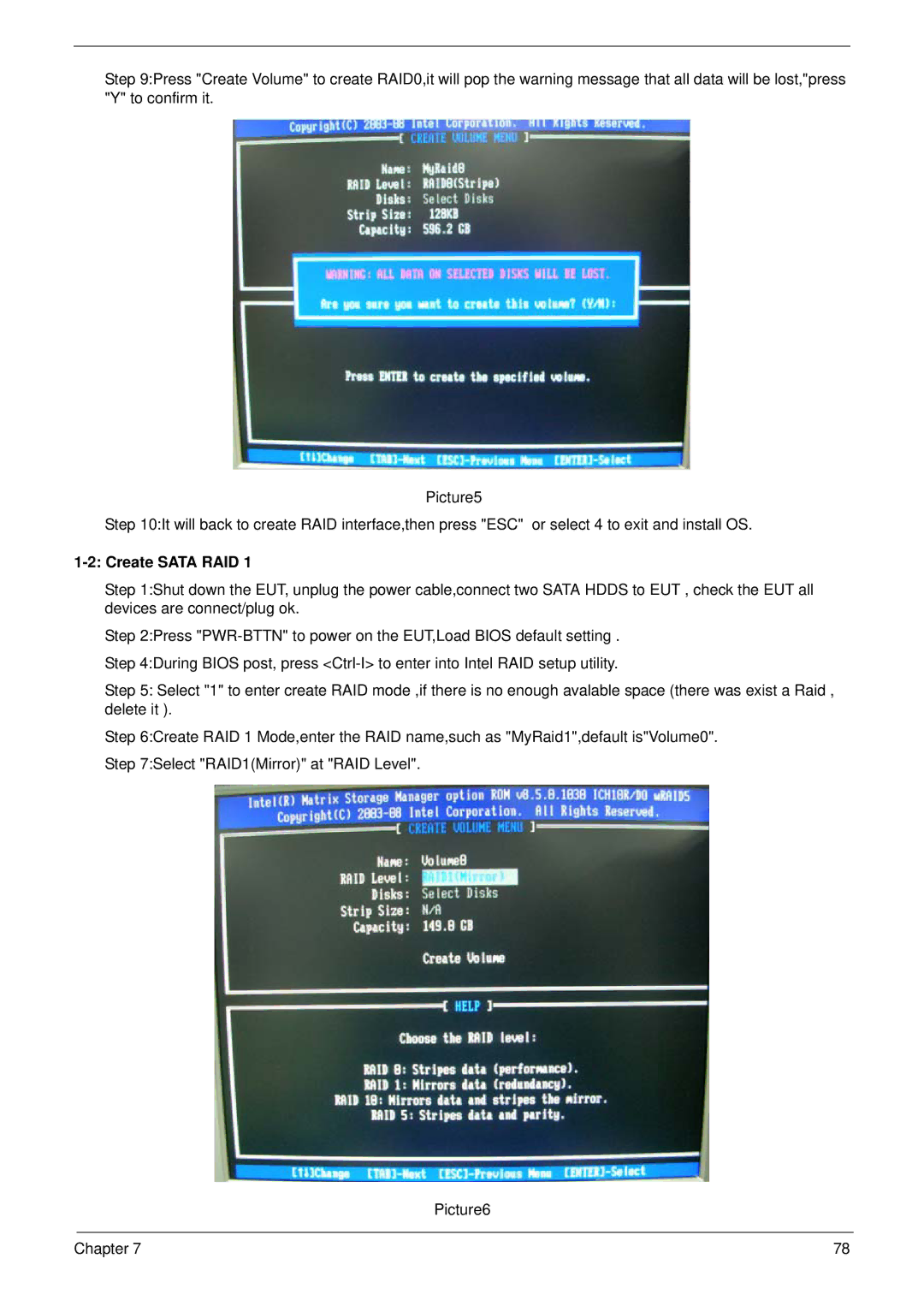 Acer M5810 manual Create Sata RAID 