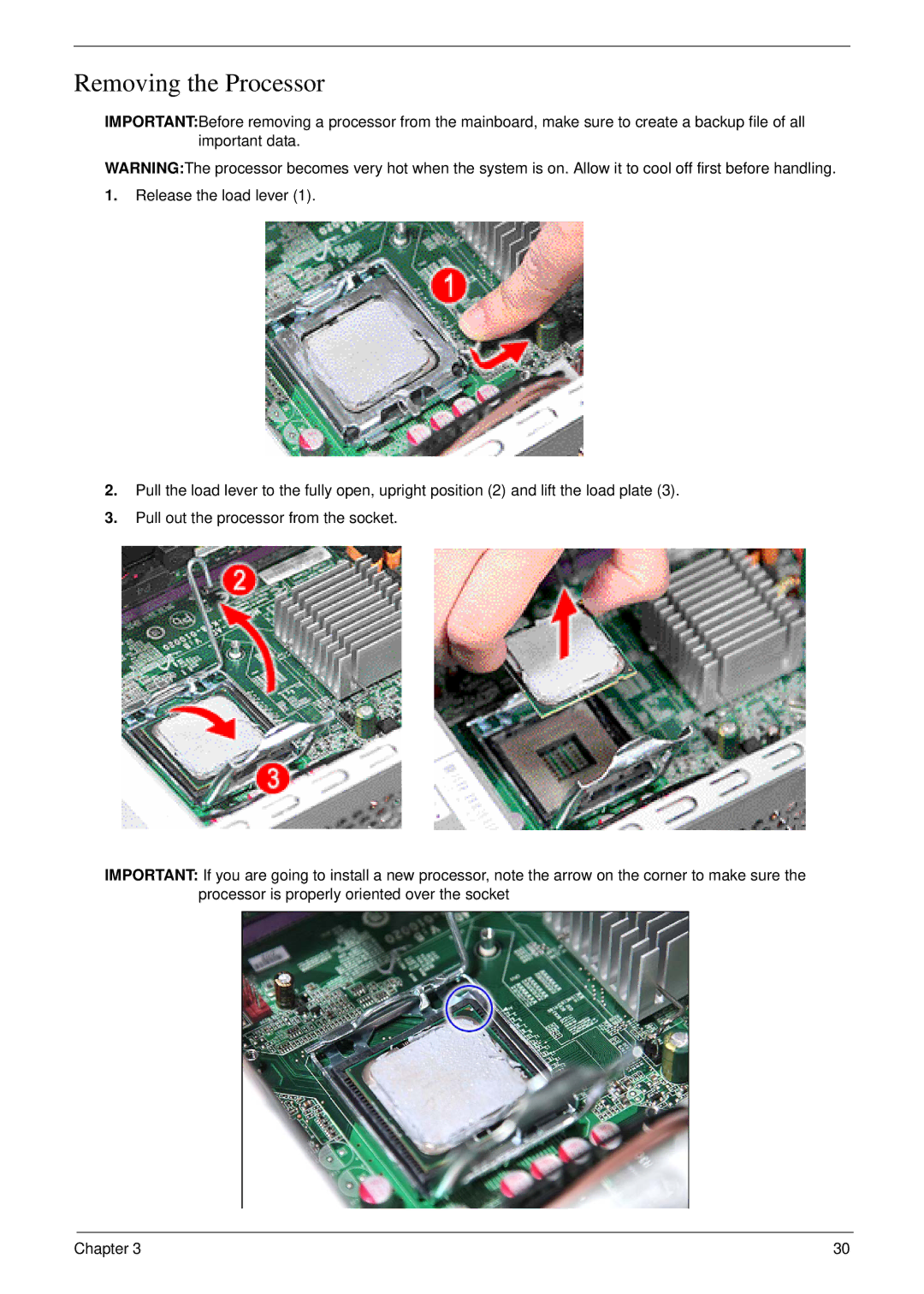 Acer M5811 manual Removing the Processor 