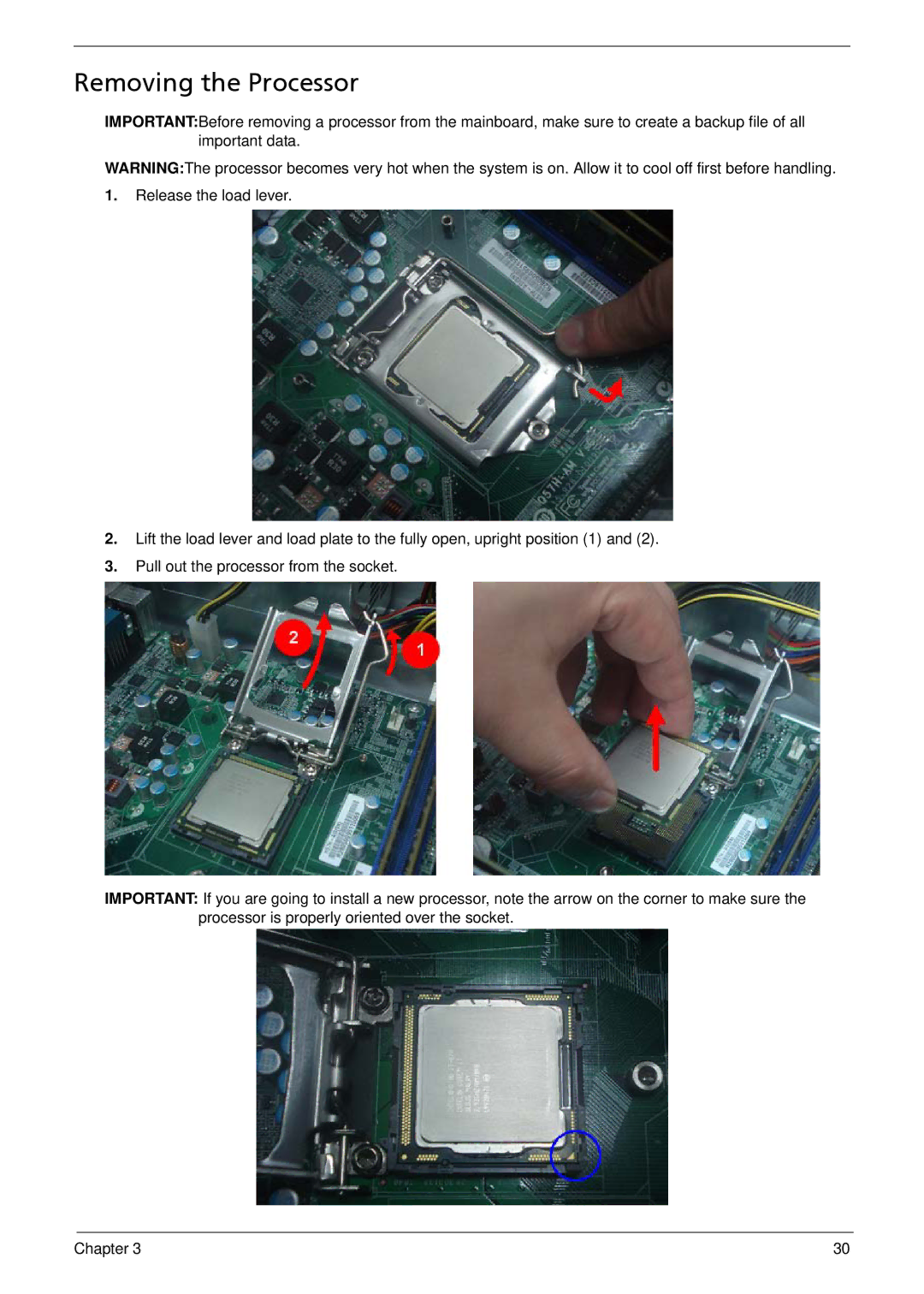 Acer M5910(G) manual Removing the Processor 