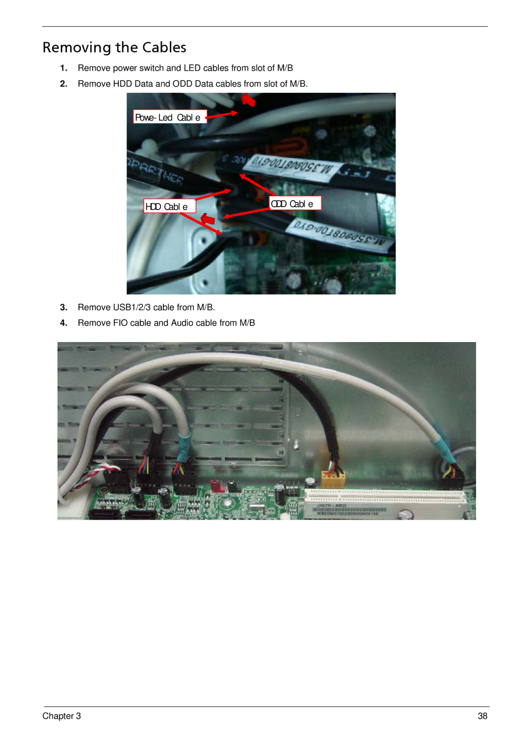 Acer M5910(G) manual Removing the Cables 