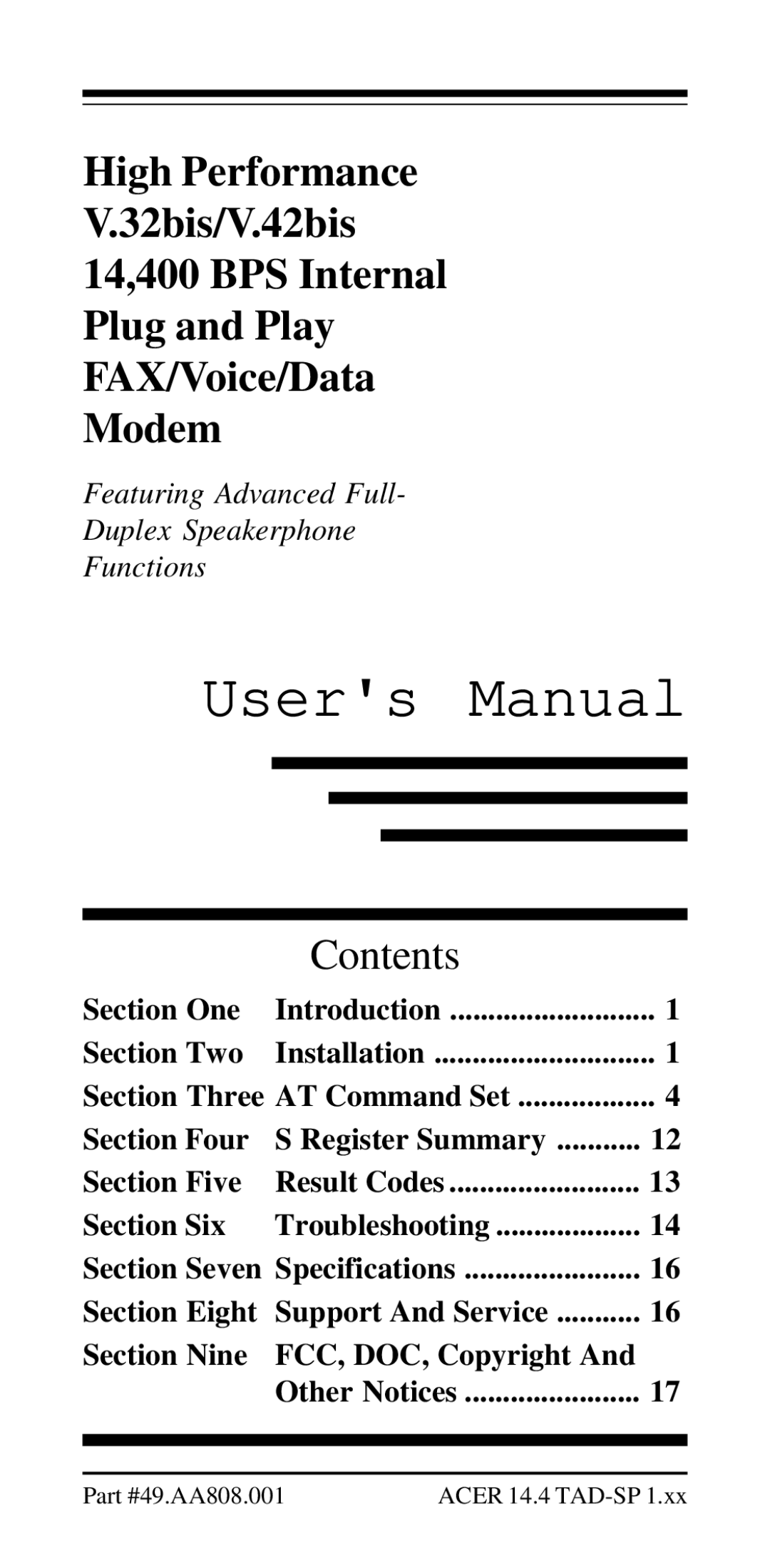 Acer Modemconte user manual Contents 