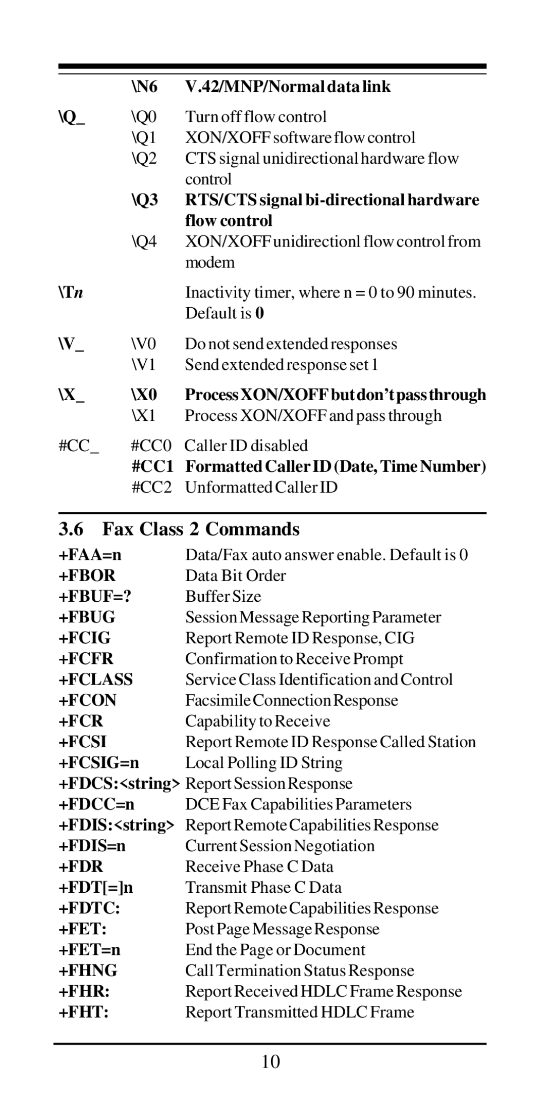 Acer Modemconte user manual Fax Class 2 Commands 