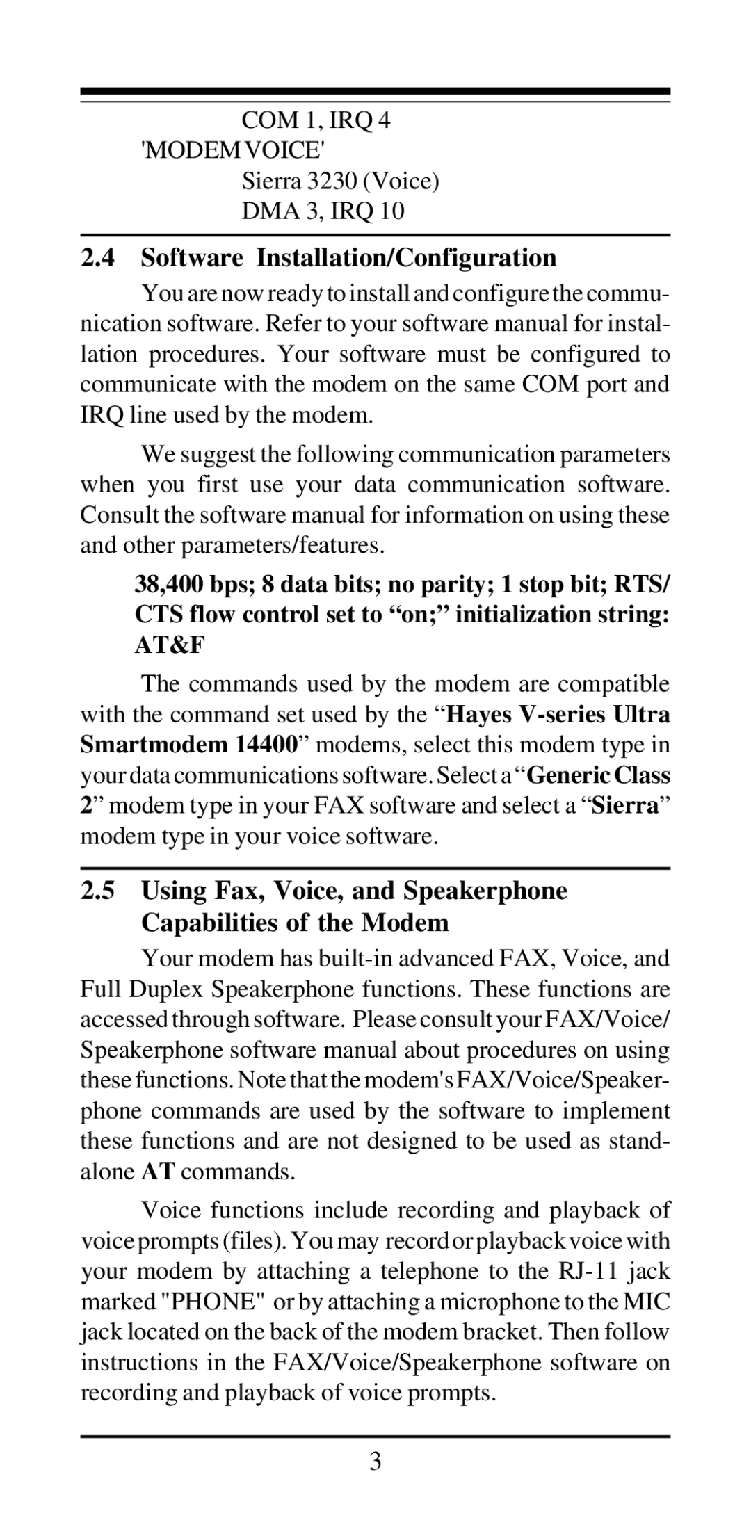 Acer Modemconte Software Installation/Configuration, Using Fax, Voice, and Speakerphone Capabilities of the Modem 