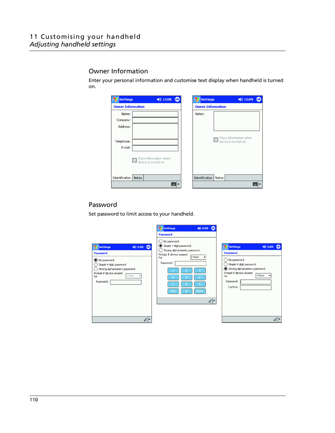 Acer N10 manual Password 