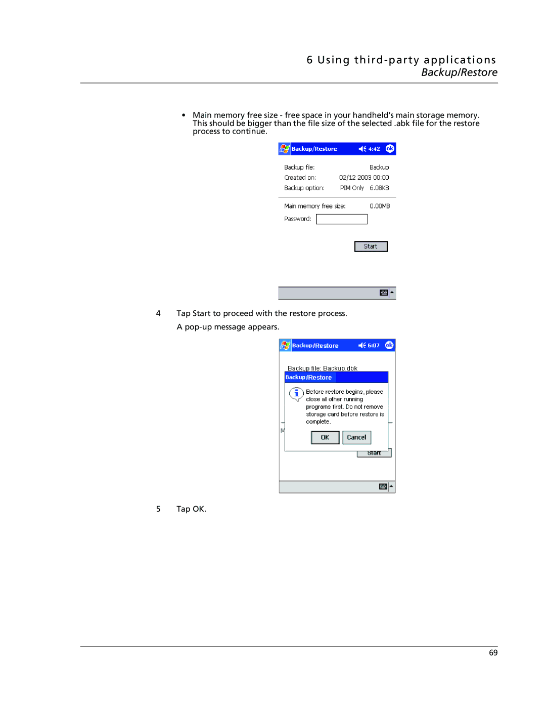 Acer N10 manual Using third-party applications Backup/Restore 