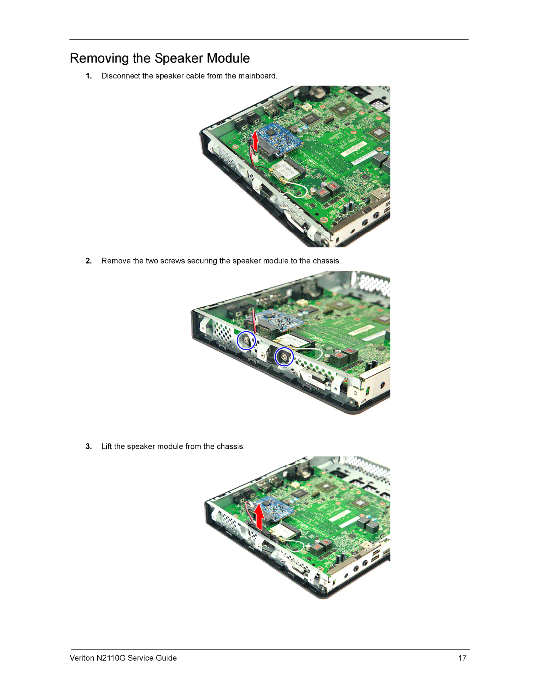 Acer N2110G manual Removing the Speaker Module 