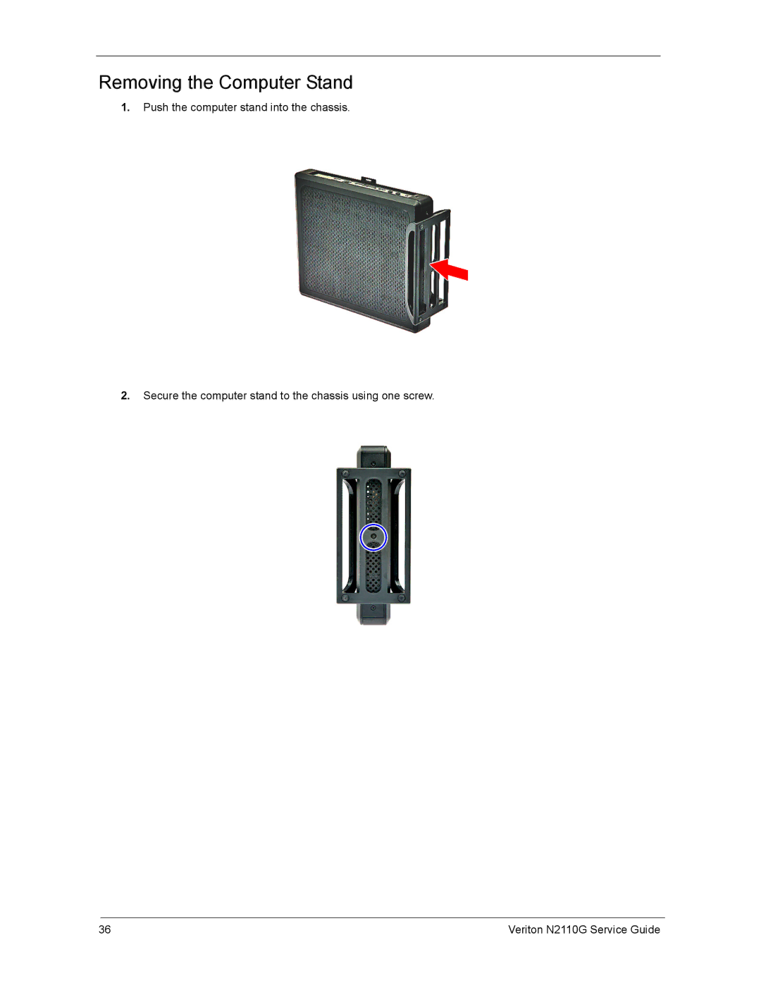 Acer N2110G manual Removing the Computer Stand 