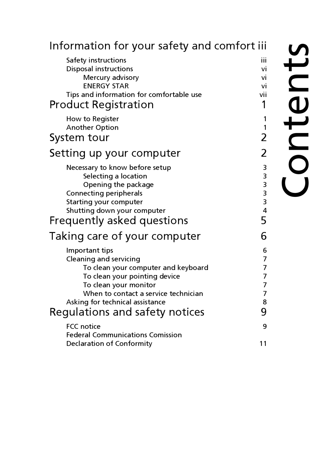 Acer N260G manual Contents 