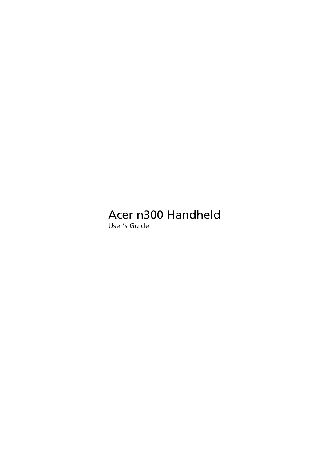 Acer manual Acer n300 Handheld, User’s Guide 