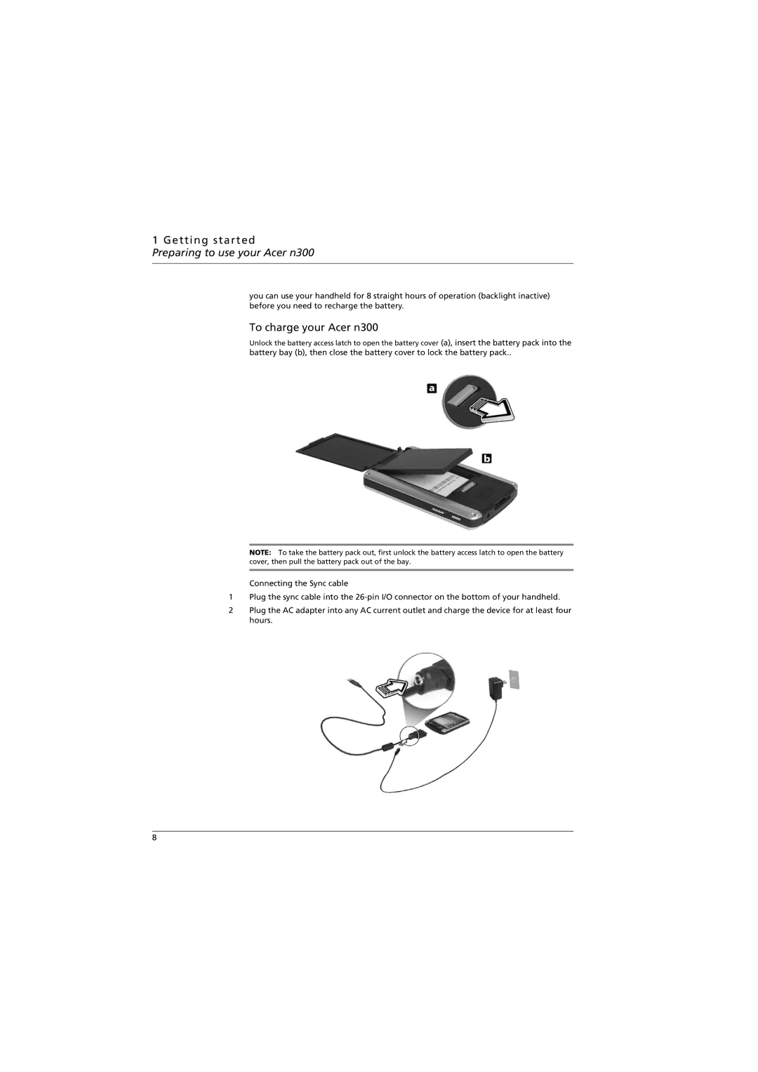 Acer manual Preparing to use your Acer n300, To charge your Acer n300 