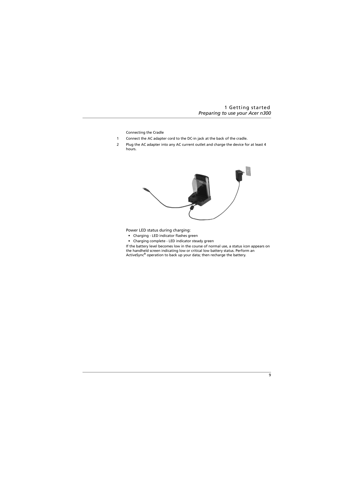 Acer n300 manual Power LED status during charging 