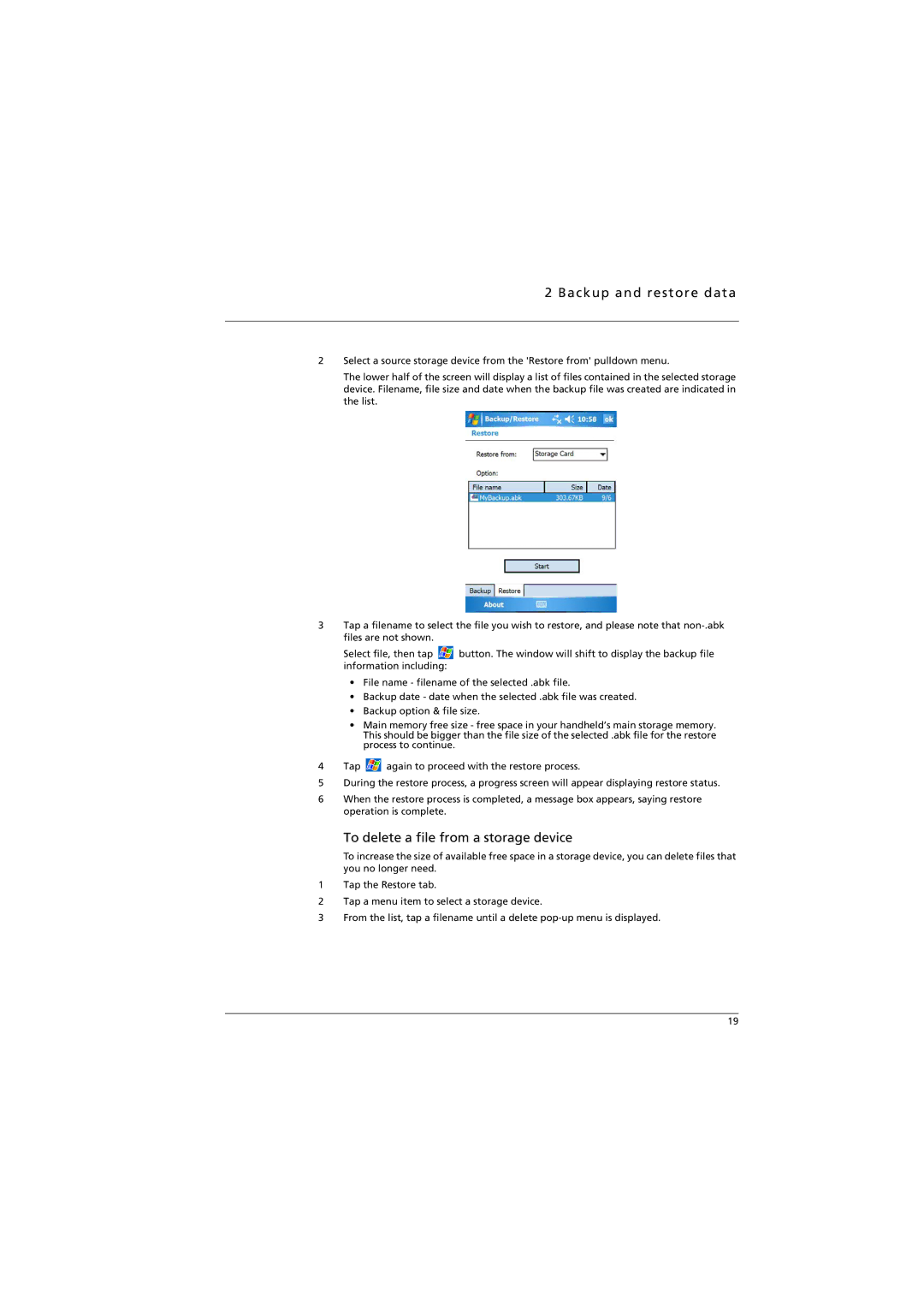 Acer n300 manual To delete a file from a storage device 