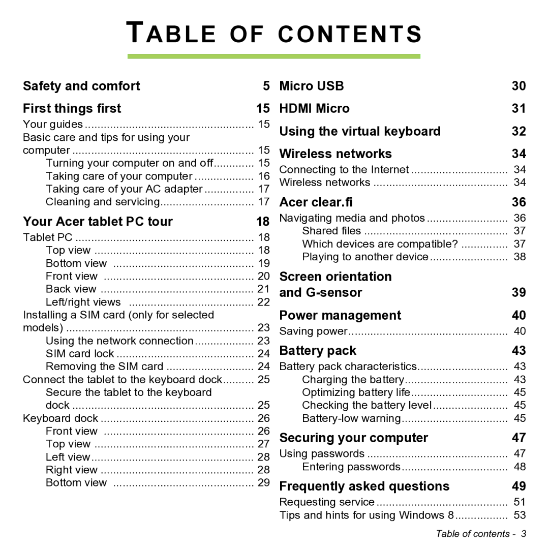 Acer NT.L0KAA.001 user manual Table of Contents 